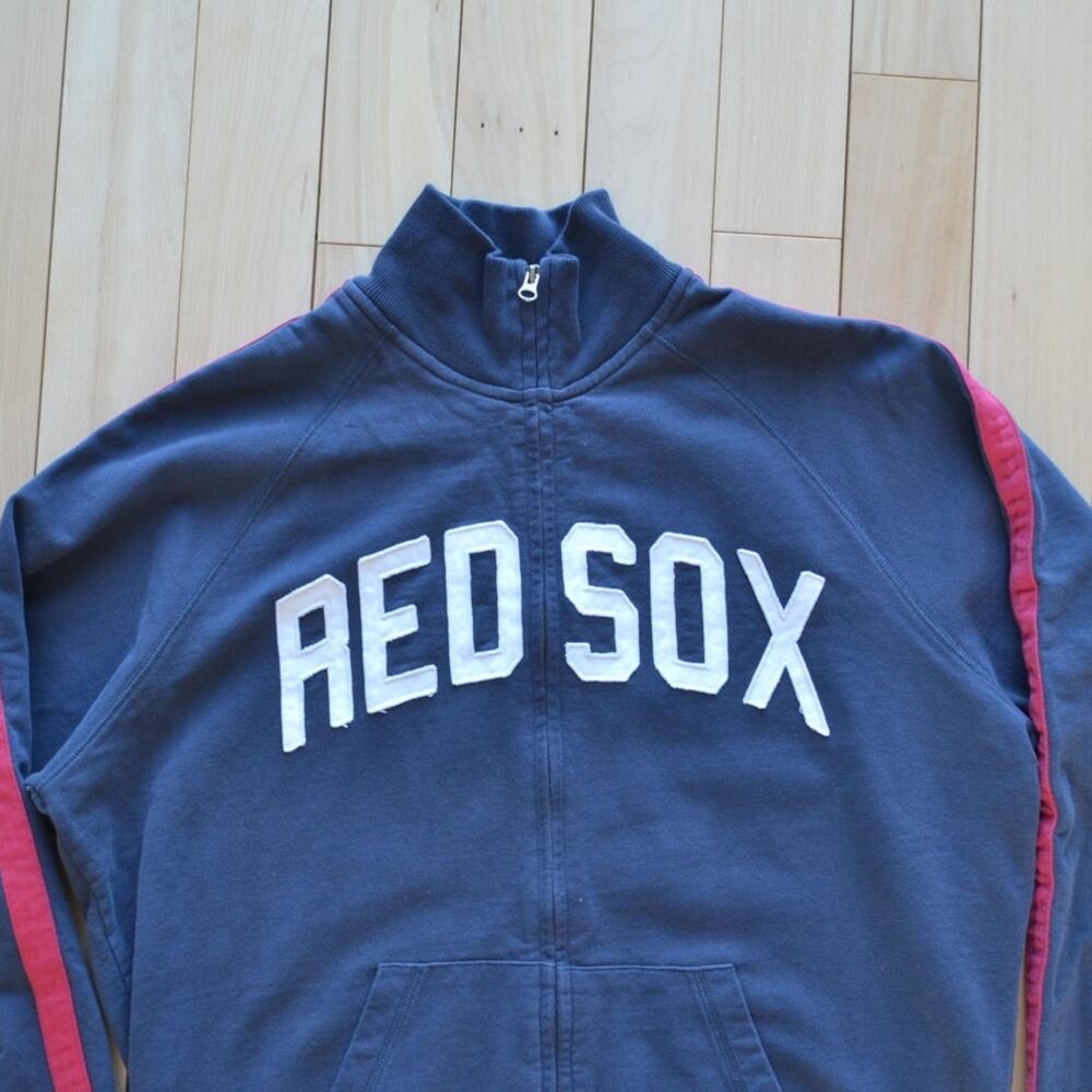 Vintage Y2K Forty Seven 47 MLB Red Sox Sweatshirt Full Zip Size XL Navy Blue - Picture 2 of 4